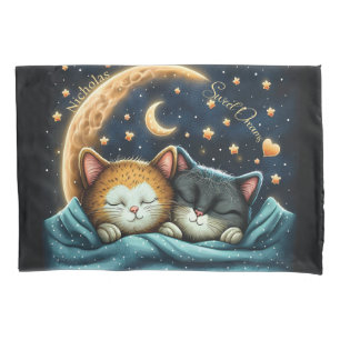 Sweet Dreams Cute Design Kitten Personalized Name Pillowcase