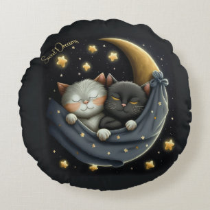 Sweet Dreams Cute Design Kitten Round Pillow