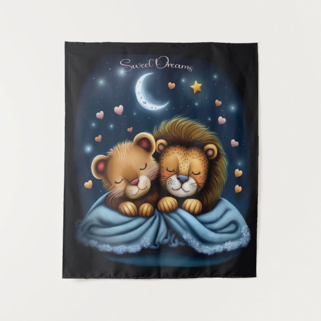 Sweet Dreams Cute Design Lion Tapestry (Front)