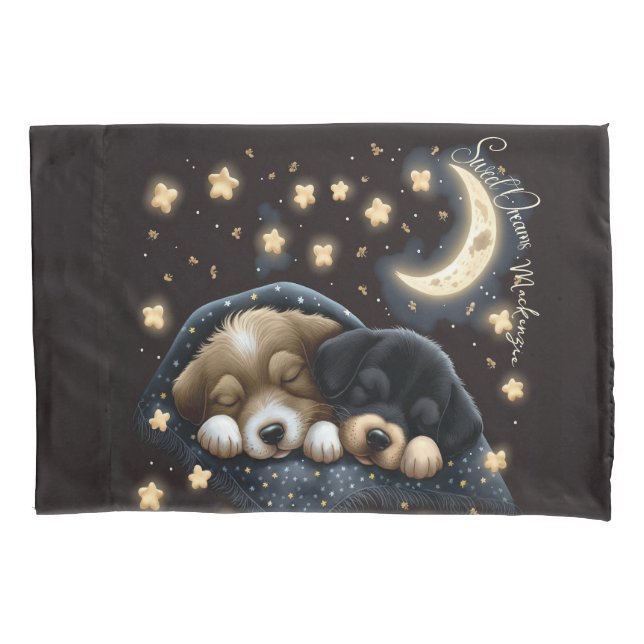 Sweet Dreams Cute Design Puppy Personalized Name Pillowcase (Front)