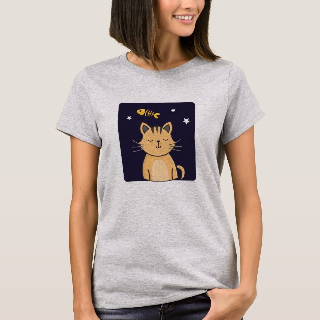 Sweet Dreams Fish Cat Shirt - Funny Cat Lover Tee (Front)