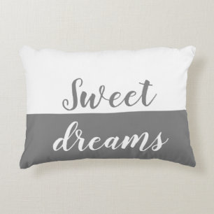 Sweet Dreams, Grey & White Accent Pillow