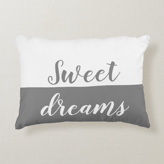 Sweet Dreams,  Grey & White Accent Pillow (Front)