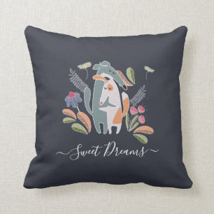 Sweet Dreams Hugging Dogs Floral Bedroom Throw Pillow