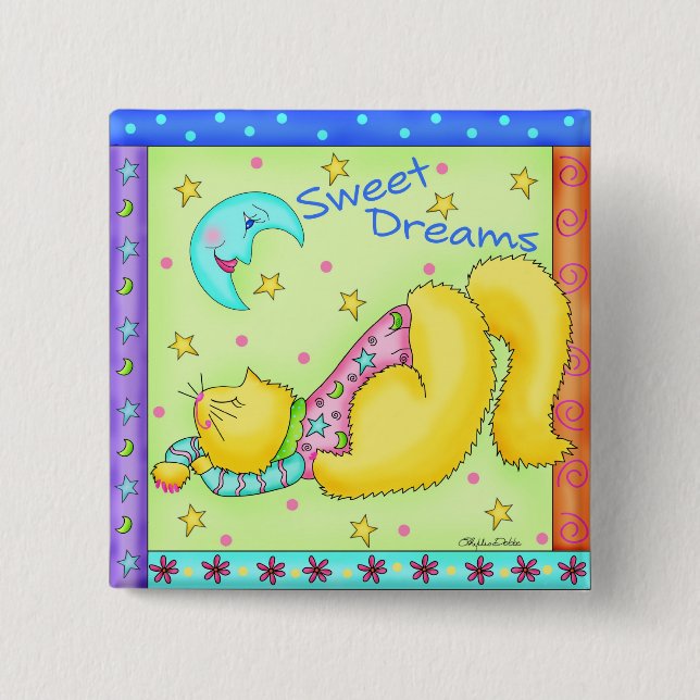 Sweet Dreams Kitty Button Badge (Front)
