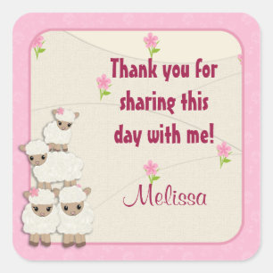 Sweet Dreams LAMB Baby Shower square sticker SDK
