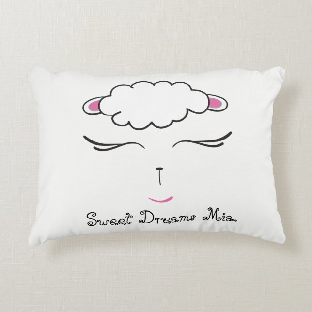 Sweet Dreams, Lamb face, personalized with prayer Decorative Pillow (Front)