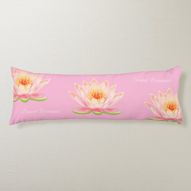 Sweet Dreams Lotus Flowers on Light Pink Body Pillow (Front)