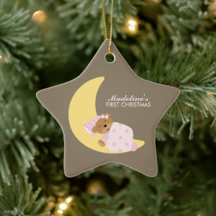 Sweet Dreams Lullaby Girl Baby's First Christmas Ceramic Ornament
