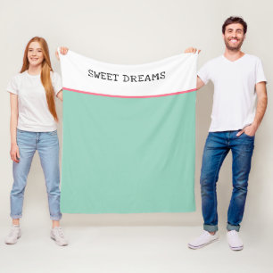 Sweet Dreams Mint Green and Pink Fleece Blanket