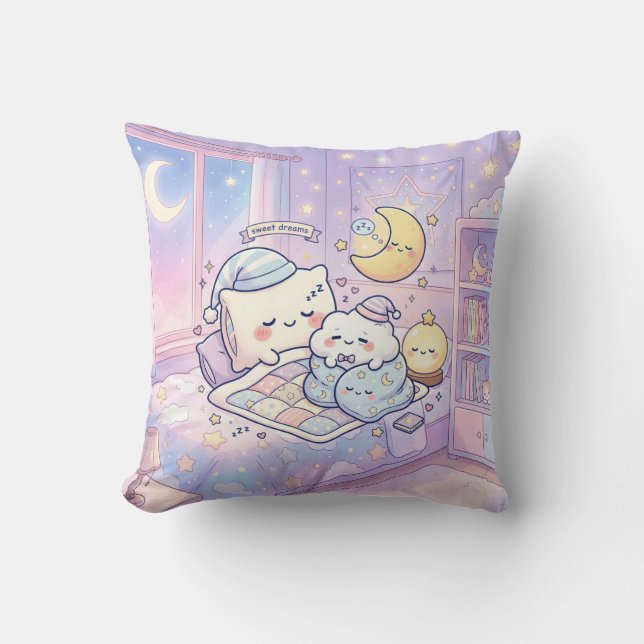 Sweet Dreams Moon Cloud Pillow (Front)
