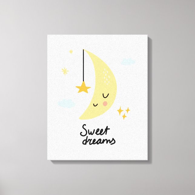 Sweet Dreams Moon & Stars Canvas Print (Front)