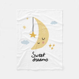 Sweet Dreams Moon & Stars Fleece Blanket