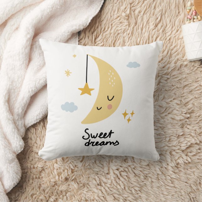 Sweet Dreams Moon & Stars Throw Pillow (Blanket)