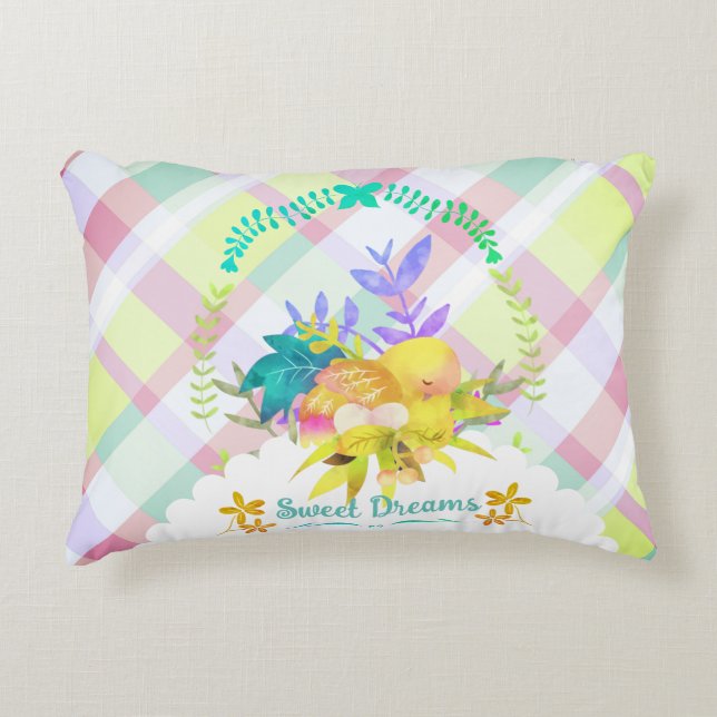 Sweet Dreams Nesting Bird Baby  Accent Pillow (Front)
