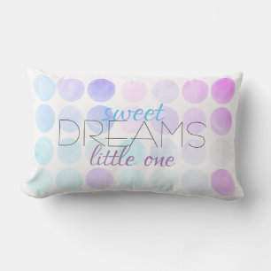 sweet dreams nursery quote on pastel dots lumbar pillow