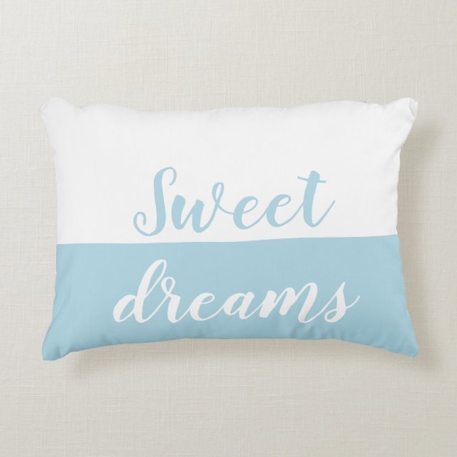 Sweet Dreams,  Pale Blue & White Accent Accent Pillow (Front)