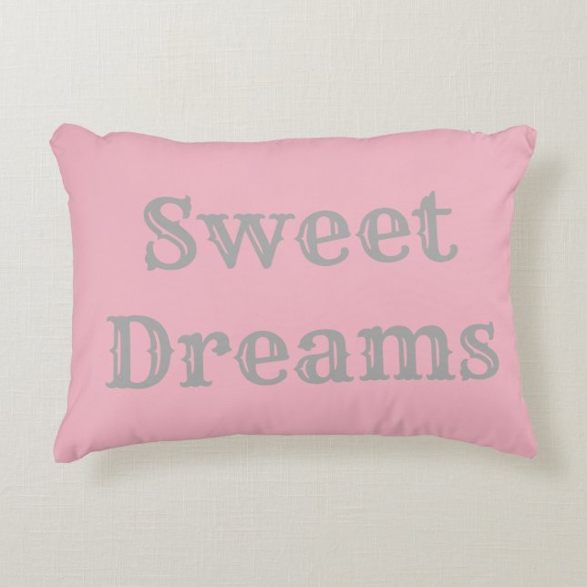 Sweet Dreams Pillow - Light Pink & Grey (Front)