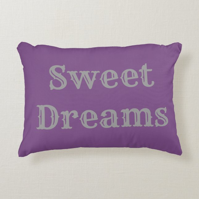 Sweet Dreams Pillow - Purple & Grey (Front)