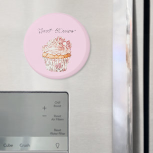 Sweet Dreams Pink Roses Floral Cupcake Magnet