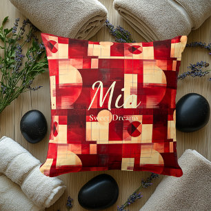 Sweet Dreams – Red & Cream Geometric Accent Throw Pillow