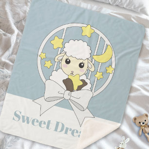 Sweet Dreams Retro Pastel Blue Cute Lamb Sherpa Blanket