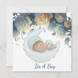 Sweet dreams sleeping baby boy thank you card