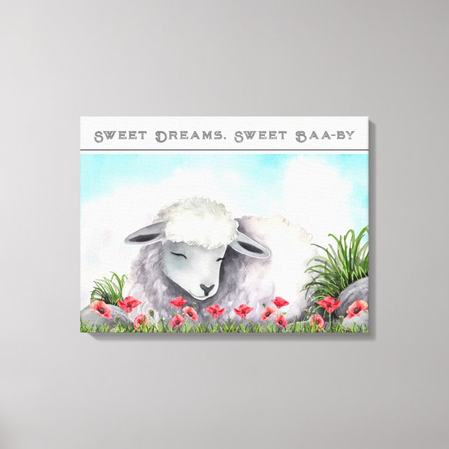 Sweet Dreams, Sweet Baa-by | Lamb Canvas Art (Front)