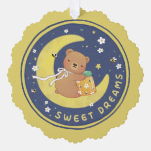 Sweet Dreams: Teddy Bear & Honey Illustration Ornament Card