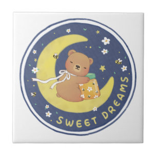Sweet Dreams: Teddy Bear & Honey Illustration Tile