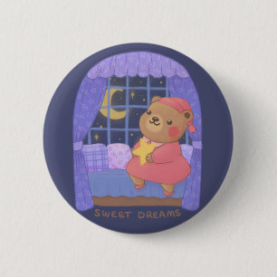 Sweet Dreams: Teddy Bear Illustration 2 Inch Round Button