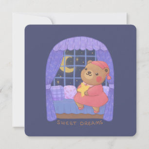 Sweet Dreams: Teddy Bear Illustration Card