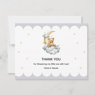 Sweet Dreams Teddy Bear on the Moon Thank You Card