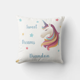 Sweet dreams unicorn personalize (your name) throw pillow