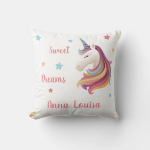 Sweet dreams unicorn personalize (your name) throw pillow
