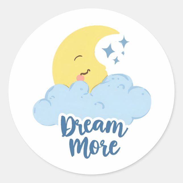 Sweet Dreams with Fluffy Cloud Classic Round Sticker (Front)