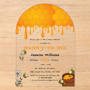 Sweet Dripping Honeycomb Mommy-to-bee Baby Shower Acrylic Invitations