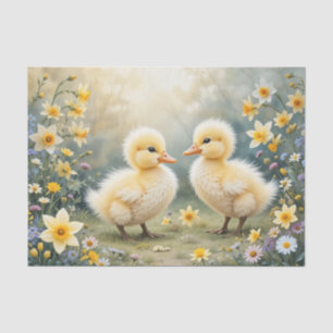 Sweet Ducklings in a Sunny Daffodils Meadow Tissue Paper