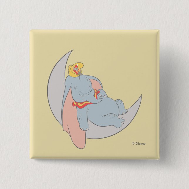 Sweet Dumbo and Timothy Sleeping 2 Inch Square Button (Front)