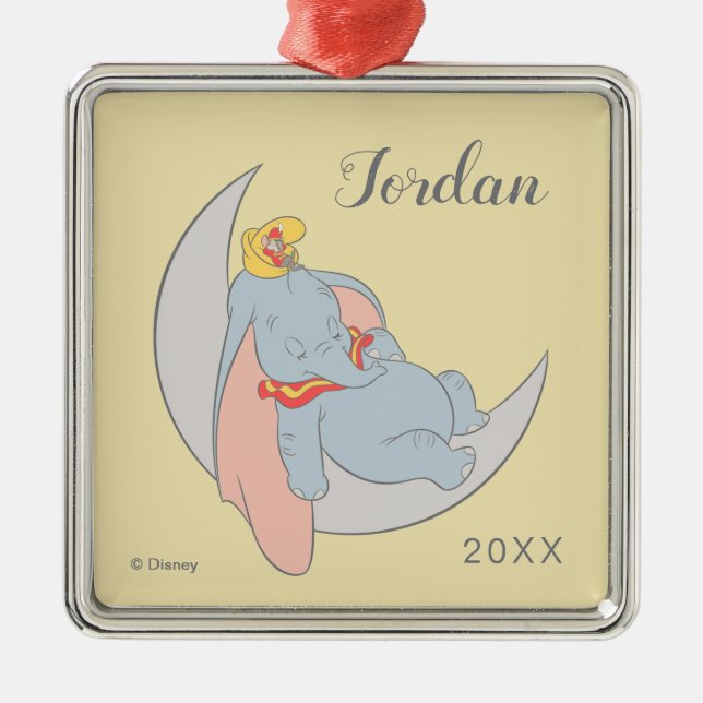 Sweet Dumbo and Timothy Sleeping Metal Ornament (Front)