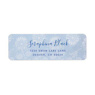 Sweet Dusty Blue Lace Return Address Label