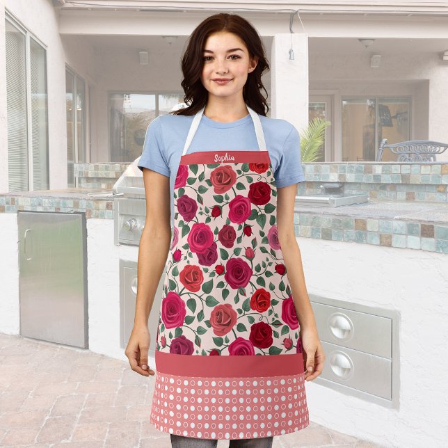 Sweet Dusty Pink Roses  Personalized Apron (Creator Uploaded)