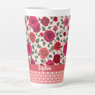 Sweet Dusty Pink Roses  Personalized Latte Mug