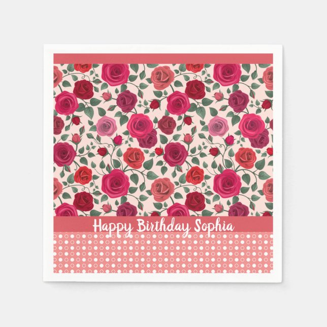 Sweet Dusty Pink Roses  Personalized  Napkin (Front)