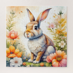 Sweet Easter Blessings Vintage Bunny Rabbit Jigsaw Puzzle