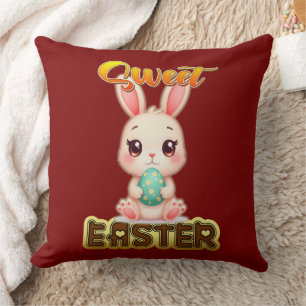 Sweet Easter Bunny – Cute Chocolate - almofada Throw Pillow