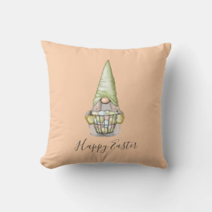 Sweet Easter Gnome with Eggs Throw Pillow