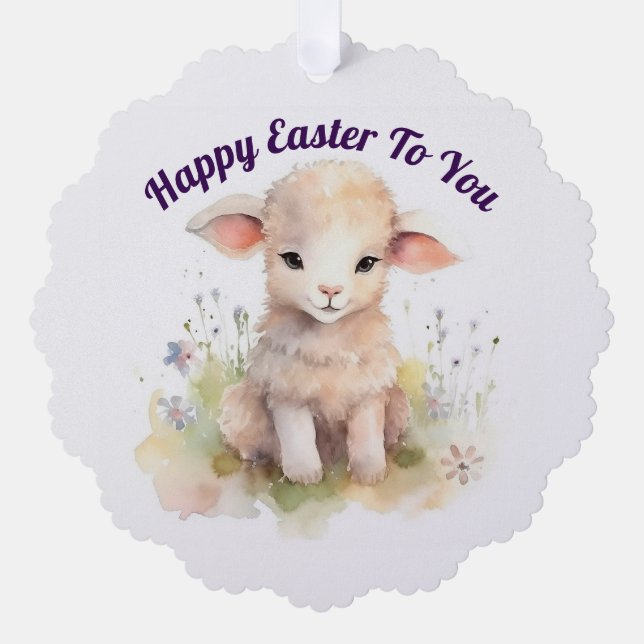 Sweet  Easter Lamb Paper Ornament Card (Front)