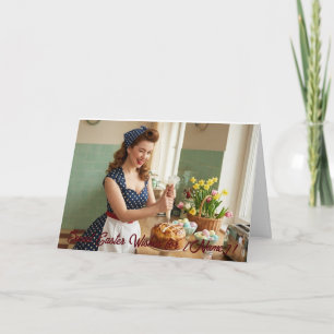 Sweet Easter Wishes Retro Pin-up Greeting Card