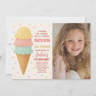 Sweet Editable Ice Cream Birthday Invitation
